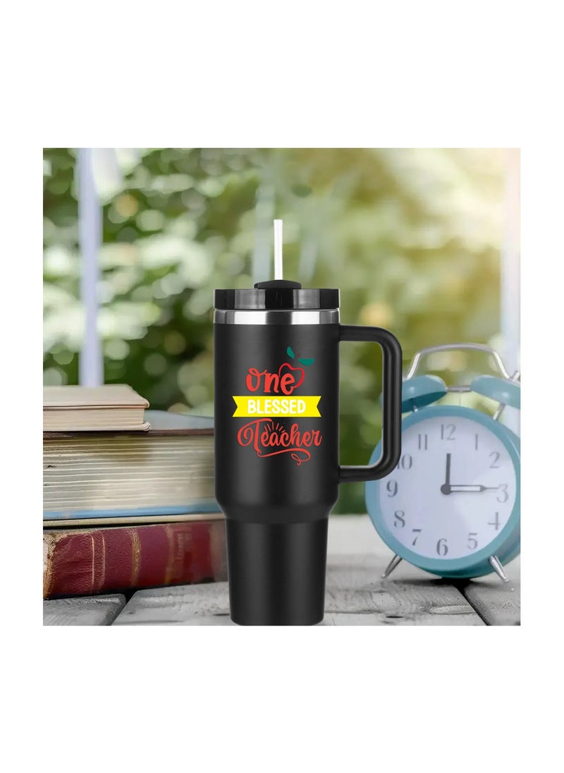 PRINTSHOP4ME - Teachers Day Tumbler Mug 1.2L With Lid&Straw|Double Walled Printed Tumbler Mug|Insulated Reusable Stainless Steel Tumbler Mug|Gift For Teachers - Image 1