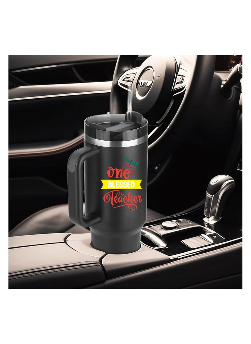 PRINTSHOP4ME - Teachers Day Tumbler Mug 1.2L With Lid&Straw|Double Walled Printed Tumbler Mug|Insulated Reusable Stainless Steel Tumbler Mug|Gift For Teachers - Image 1