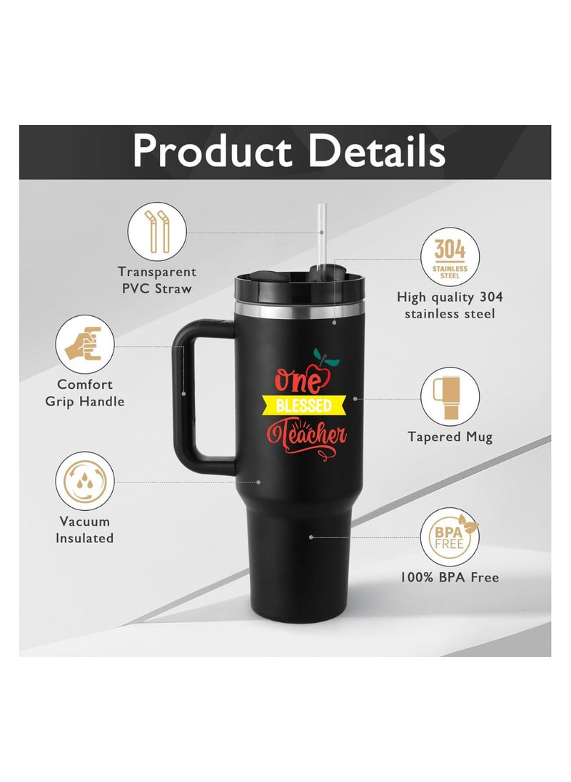 PRINTSHOP4ME - Teachers Day Tumbler Mug 1.2L With Lid&Straw|Double Walled Printed Tumbler Mug|Insulated Reusable Stainless Steel Tumbler Mug|Gift For Teachers - Image 1