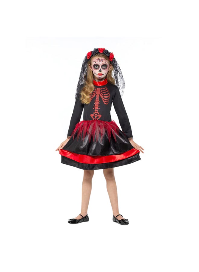 MAD TOYS Day Of The Dead Senorita Kids Costume 9-10 Years  - Image 1
