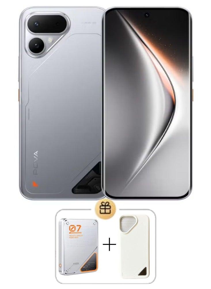 تكنو بوفا كيرف 2 5G 12GB رام - 256GB ميلتينج سيلفر مع بنك طاقة تيكنو اللاسلكي المجاني وغطاء - نسخة الشرق الأوسط - Image 1