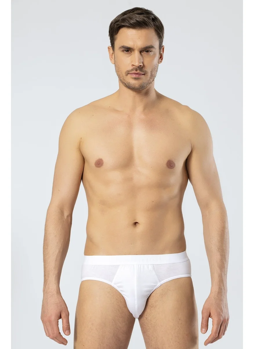 كاشاريل Supreme Woven White Classic Men's Slip, 50% Modal 50% Cotton