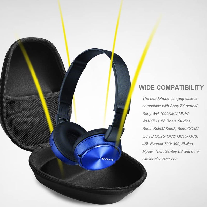 SYIDINZN Headphone Case Carrying Organizer Hard Headphones Storage Bag Pouch Compatible with Beats Studio Philips Bose Solo 3 Sony Bose QC JBL Sennheiser Skullcandy mPow Audio Technica Cowin JVC (Black) - Image 2