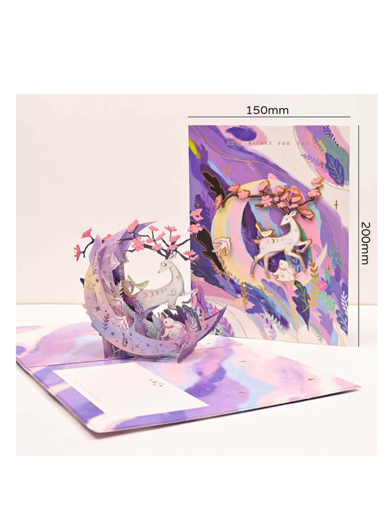 SOLARAE Pop up Birthday Cards for Women Men Kids, 3D Pop up Cards, Thank You Cards Greeting Cards,Anniversary Card, Birthday Day Gifts for Mom, with Plastic Bag & Pop up Card Holder (purple) - Image 3
