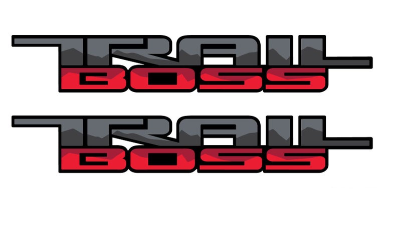 Pair Set Trail BOSS Bedside Decal Stickers Nameplate Replacement for 20192023 Z71 Silverado 1500 2500 HD Next Gen Black Red
