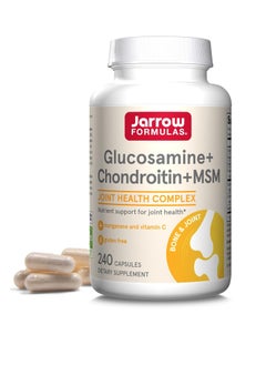 Glucosamine + Chondroitin + MSM Capsules, Joint Support Supplement with Vitamin C and Manganese, 240 Capsules, 60 Day Supply