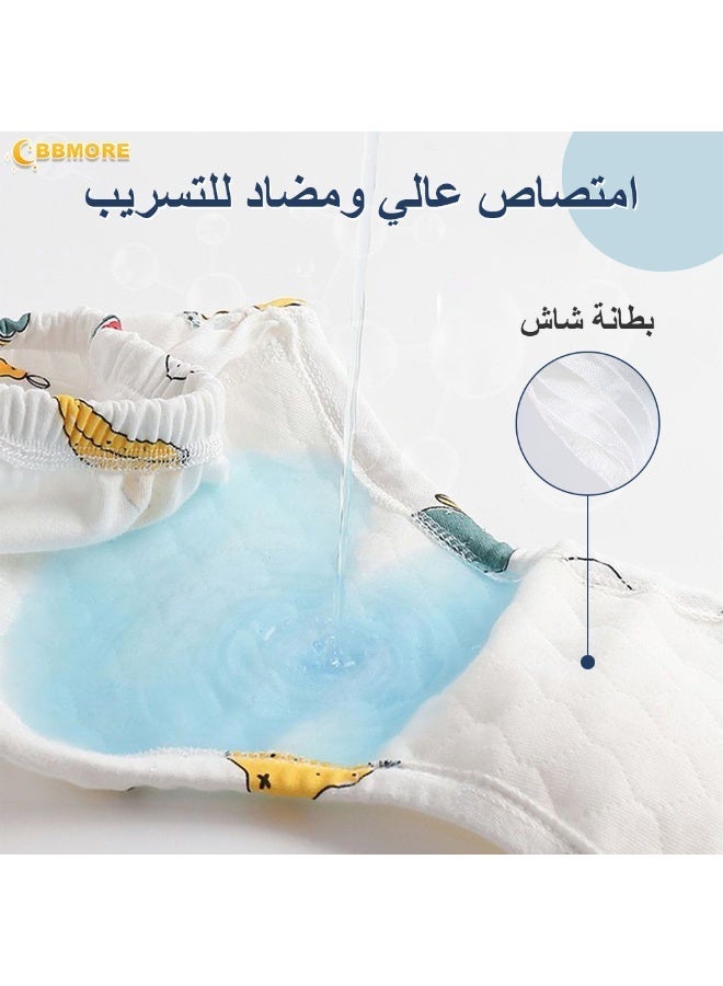 BBMORE 4PCS Baby Potty Training Pants, Breathable Soft Cotton Cloth Diaper Reusable Cotton Potty Training Underwear for Boys & Girls Super Absorbent & Leak Proof (S-90/M-100/L-110) - Image 4