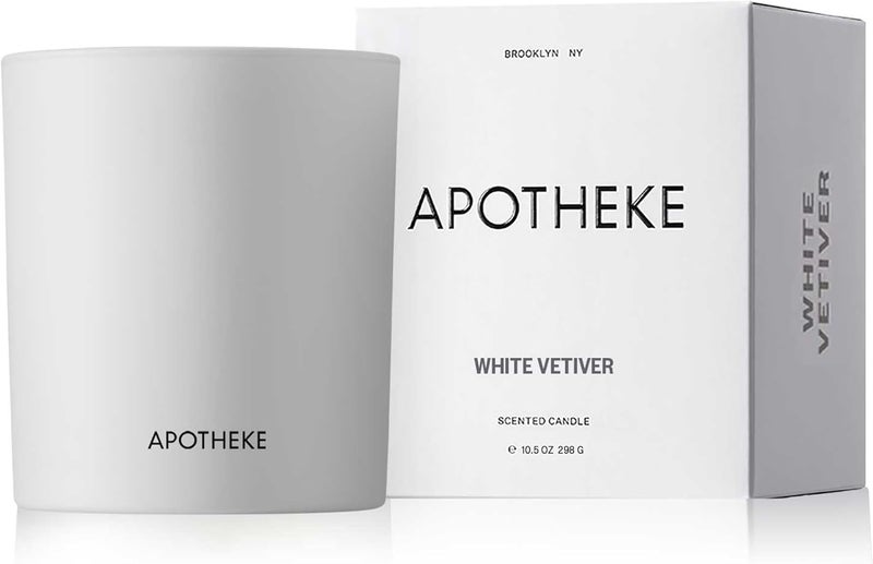 Apotheke Luxury Scented Candles for Home, White Vetiver - Aromatherapy Jar Candle with Soy Wax Blend
