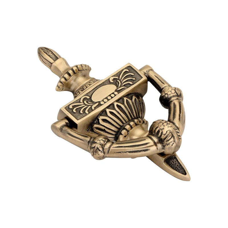 DEVDECOR Antique Brass Ring Door Knocker – Vintage Round Handle with Textured Grip for Main Door, Gate, or Cabinet – Classic Decorative Hardware (6x3.6 inch) - Image 4