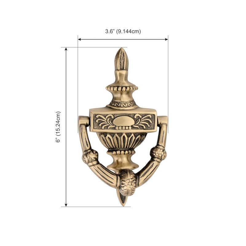 DEVDECOR Antique Brass Ring Door Knocker – Vintage Round Handle with Textured Grip for Main Door, Gate, or Cabinet – Classic Decorative Hardware (6x3.6 inch) - Image 2