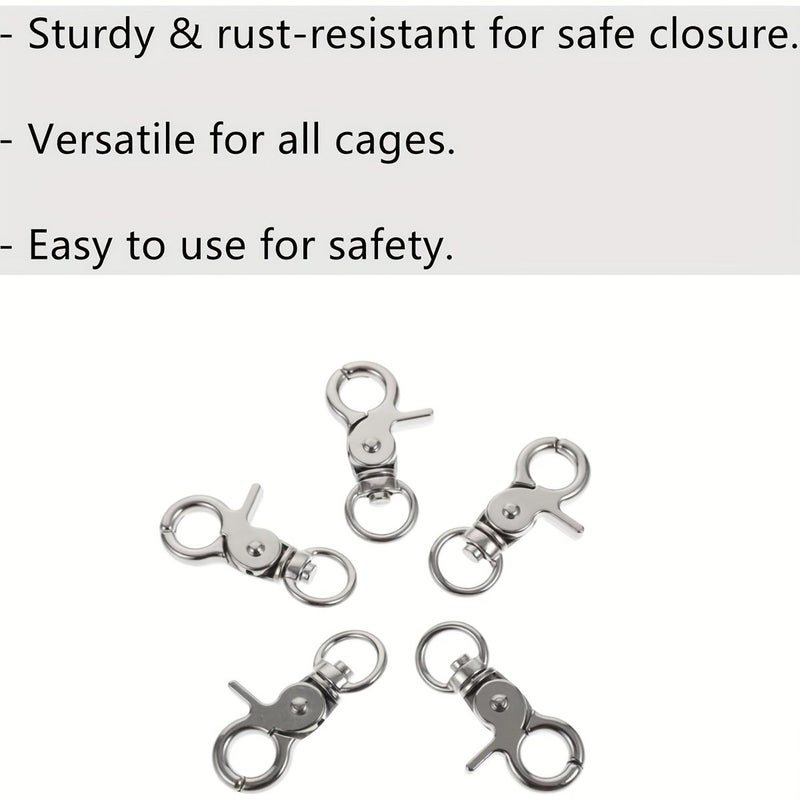 8pcs Durable Stainless Steel Birdcage Locks Rotating Spring Hooks for Secure Pet Habitats - Image 3