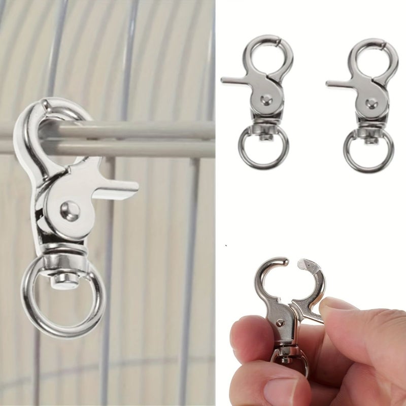 8pcs Durable Stainless Steel Birdcage Locks Rotating Spring Hooks for Secure Pet Habitats - Image 5