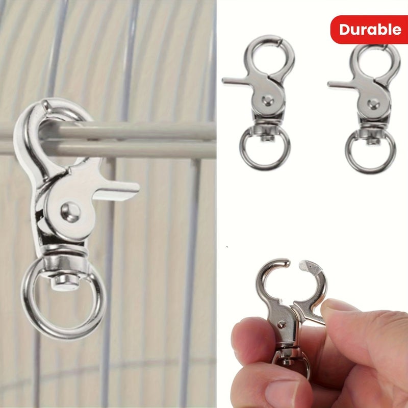 8pcs Durable Stainless Steel Birdcage Locks Rotating Spring Hooks for Secure Pet Habitats - Image 1
