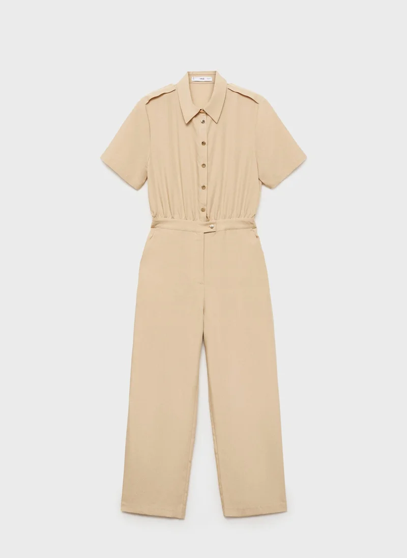 MANGO Lyocell Shirt-Collar Jumpsuit