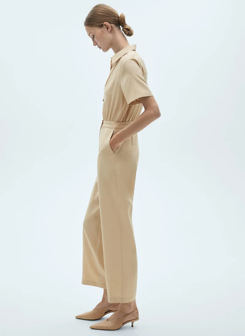 MANGO Lyocell Shirt-Collar Jumpsuit
