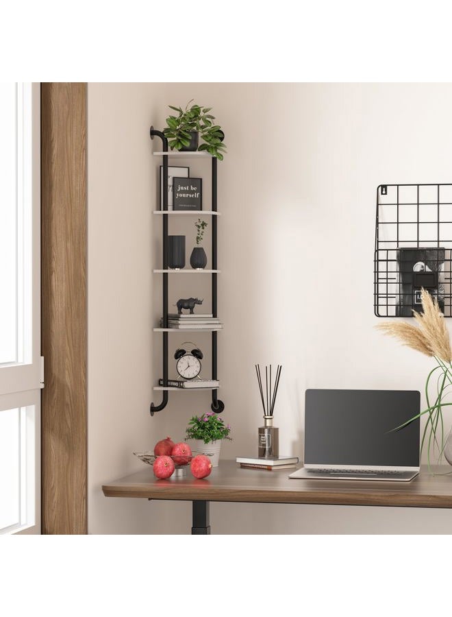 Tinpin Corner Shelf, 5-Tier Corner Floating Shelves, Bathroom Corner Shelf Wall Mount, Farmhouse Rustic Pipe Shelves, Corner Bookshelf, Small Corner Shelf for Living Room, Bedroom, Kitchen - White - Image 5