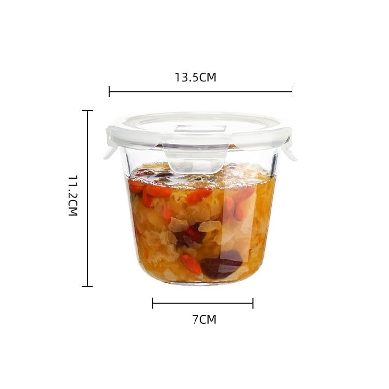 Avastro Round Glass Food Storage Container 700ml Cup Soup Container with Airtight Lids Round Glass Meal Prep Containers Leakproof Glass Soup Storage Container Microwave Freezer Safe Pack of 2 - Image 5