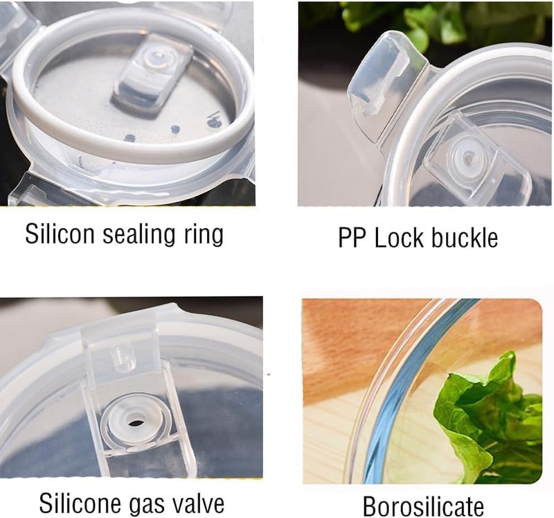 Avastro Round Glass Food Storage Container 700ml Cup Soup Container with Airtight Lids Round Glass Meal Prep Containers Leakproof Glass Soup Storage Container Microwave Freezer Safe Pack of 2 - Image 2