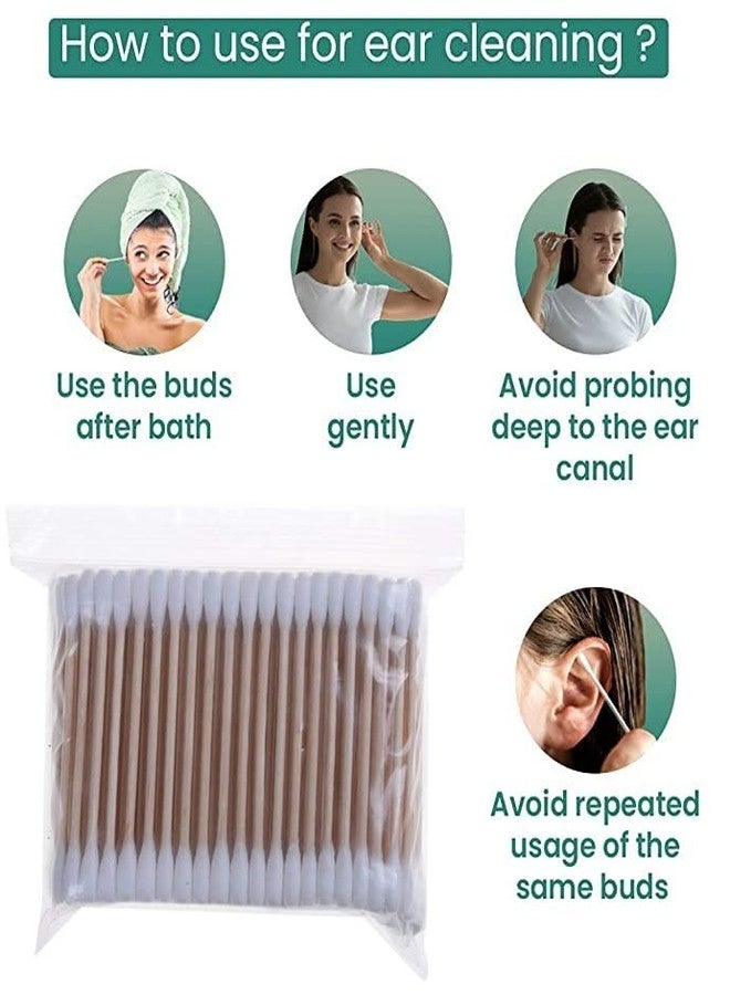 Magic Providers Wooden Stick Double Head Tips Natural Pure Cotton Swabs Ear Cleaning Picks Buds - 300 Pcs - Image 3