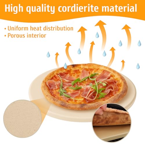 GDGZJJD Large Pizza Stone Round 14", Heavy Duty Cooking Stone for Grill, Baking Pizza Stone for bread, Ideal for Grilling Baking Several Sizes of Pizzas - Image 3