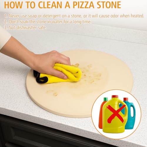 GDGZJJD Large Pizza Stone Round 14", Heavy Duty Cooking Stone for Grill, Baking Pizza Stone for bread, Ideal for Grilling Baking Several Sizes of Pizzas - Image 5