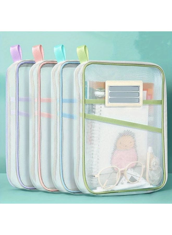 Purple Nylon Zip File Bag 3 Layer Organizer Lightweight Portable For Study Storage - Image 2