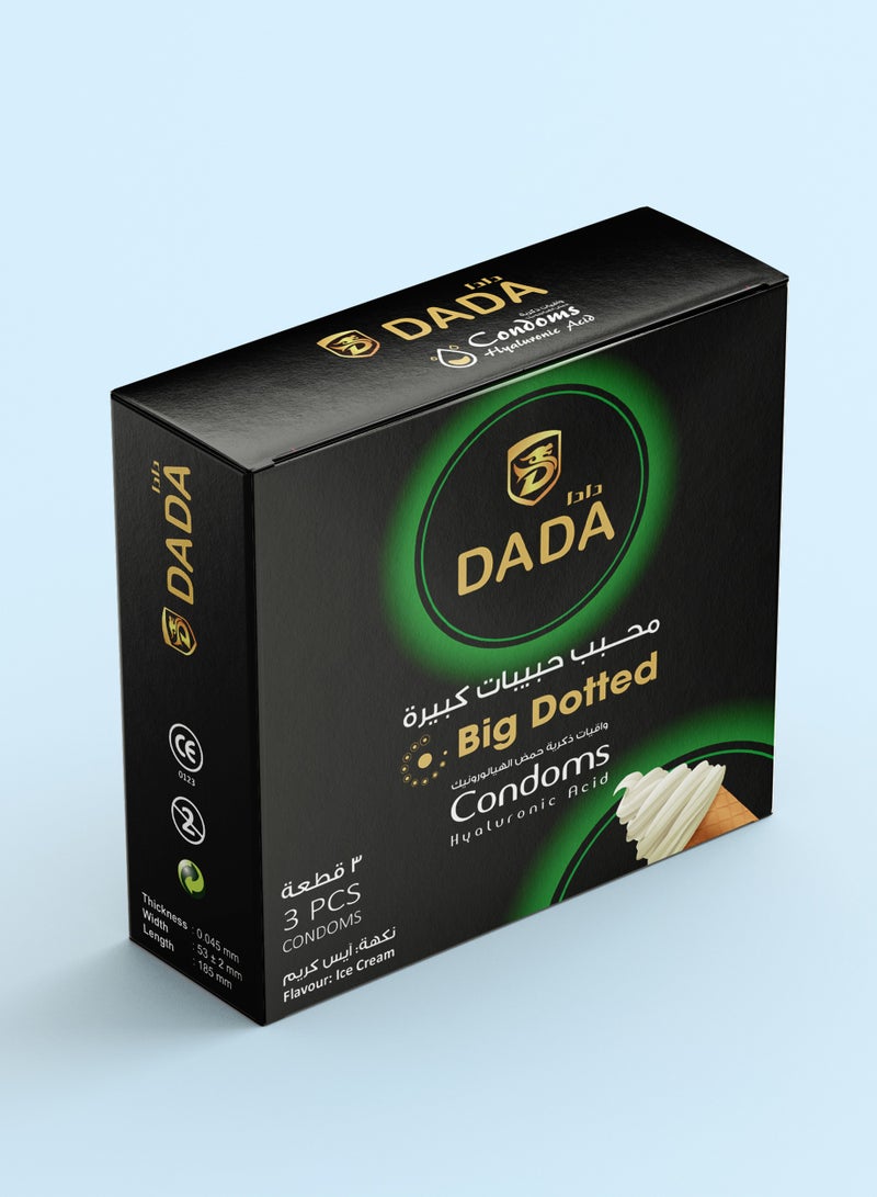 دادا مجموعة دادا مكونة من 3 واقيات ذكرية كبيرة منقطة - Image 1