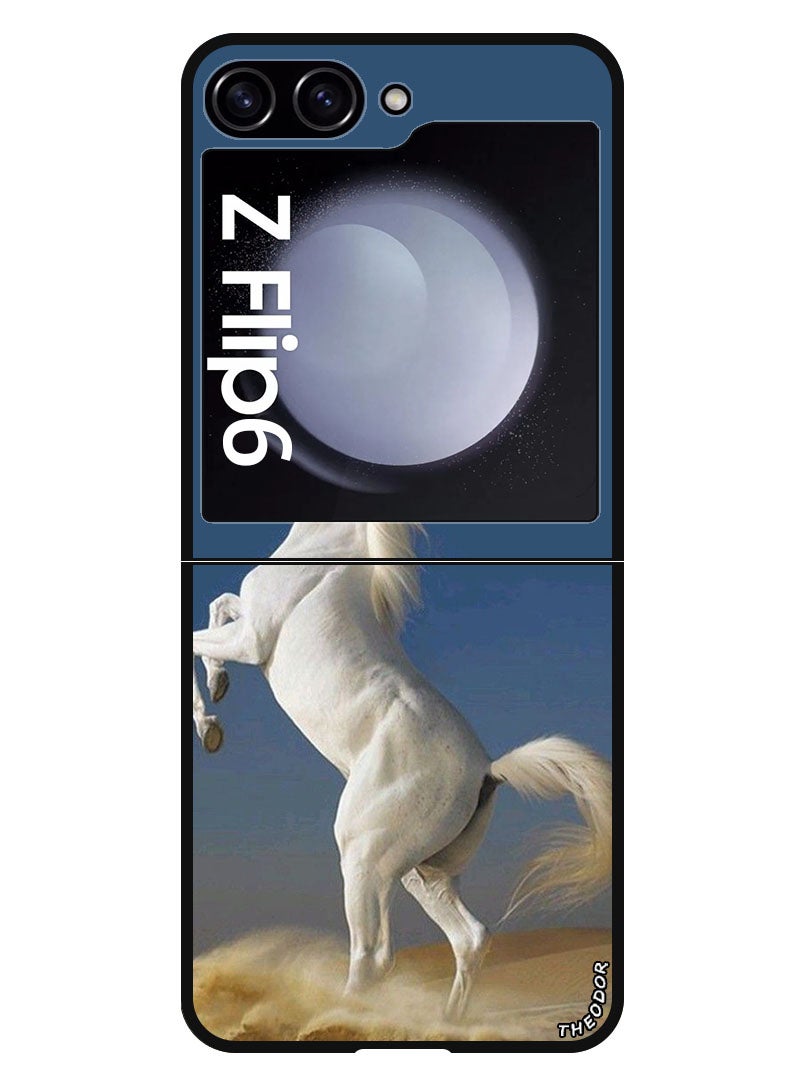Theodor Protective Case Anti Scratch Shock Proof Bumper Cover For Samsung Galaxy Z Flip 6 White horse - Image 1