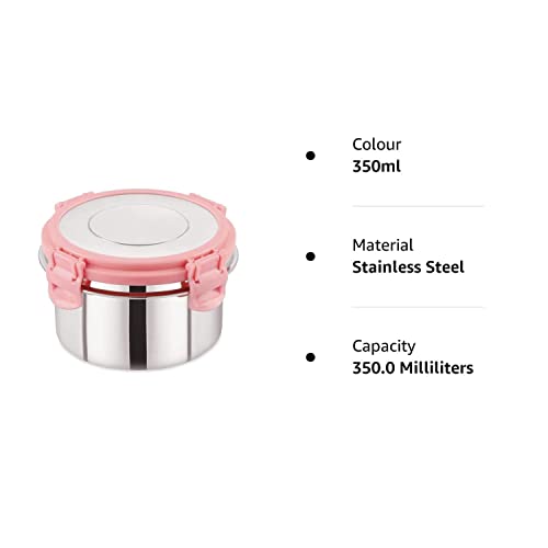 Black Olive Leak Proof Click and Seal Lock Stainless Steel Storage/Air Tight Tiffin Container/Lunch Container with Steel lid Fusion (350ml) - Image 5