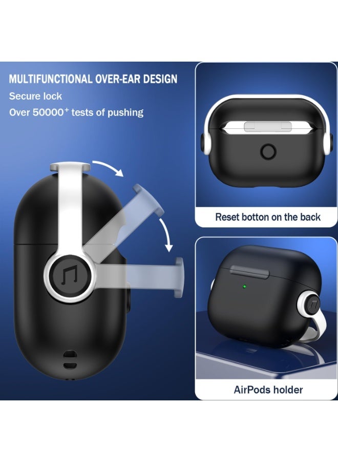 Compatible with AirPods Pro 3 Case, Creative Musician Earphone Safety Lock Design, TPU Protective Cover with Keychain, Drop and Dirt Resistant, Black/White - Image 2