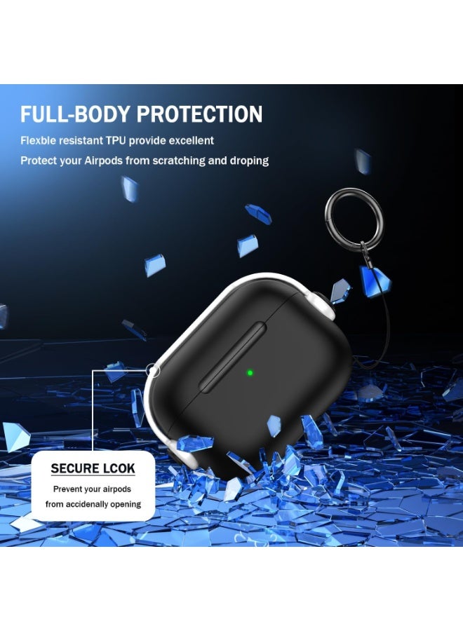 Compatible with AirPods Pro 3 Case, Creative Musician Earphone Safety Lock Design, TPU Protective Cover with Keychain, Drop and Dirt Resistant, Black/White - Image 4