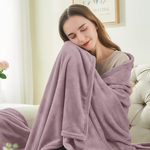 BEDELITE Fleece Blanket Twin Size Dusky Violet Throw Blankets for Couch Bed Luxury Plush Cozy Fuzzy Blanket 60x80 inches Super Soft Warm Lightweight Throw Blanket for Travel Camping - Image 3