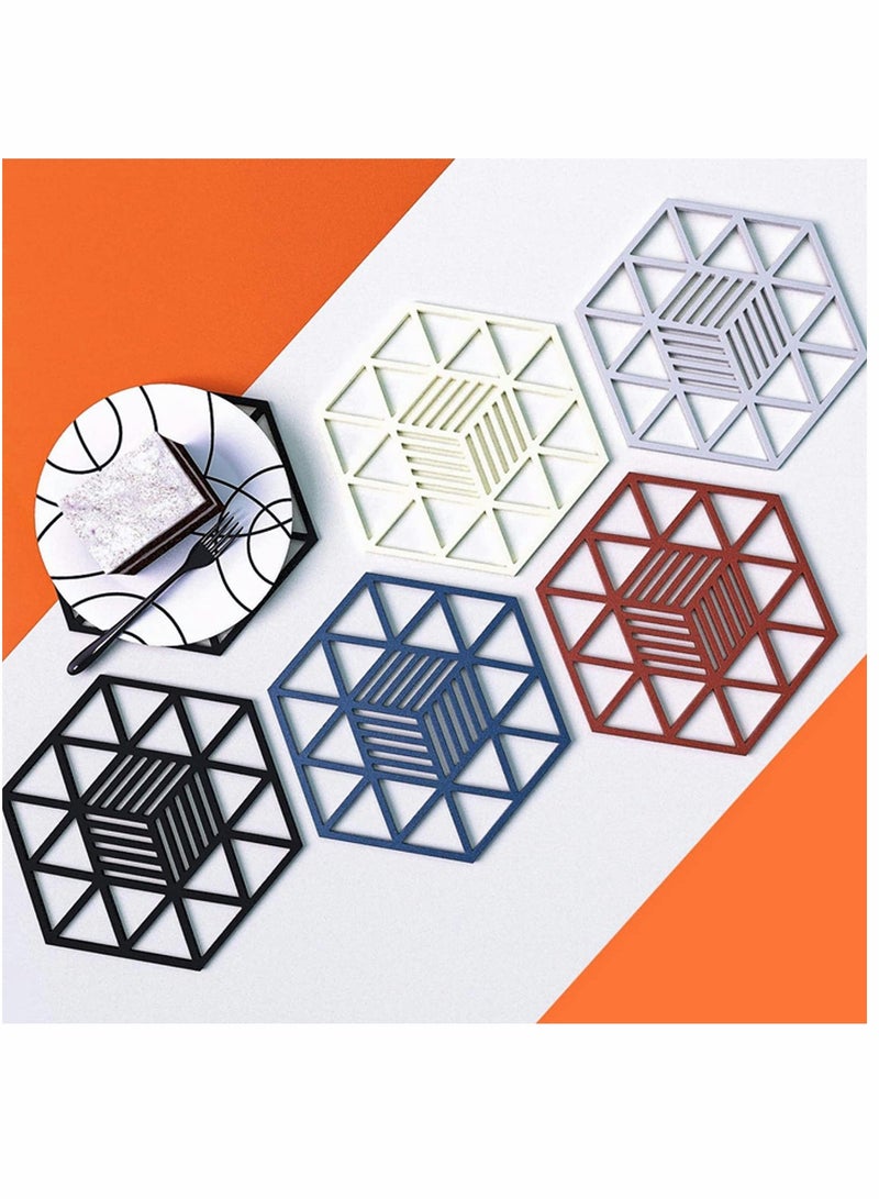 KASTWAVE Silicone Pot Holders Pads, Silicone Table Mats, Non-Slip Pot Holder Coasters Cup Mat, for Kitchen Cooking and Dining Table, Pad Hot Pads, Spoon Rest 6PCS (Gray) - Image 3