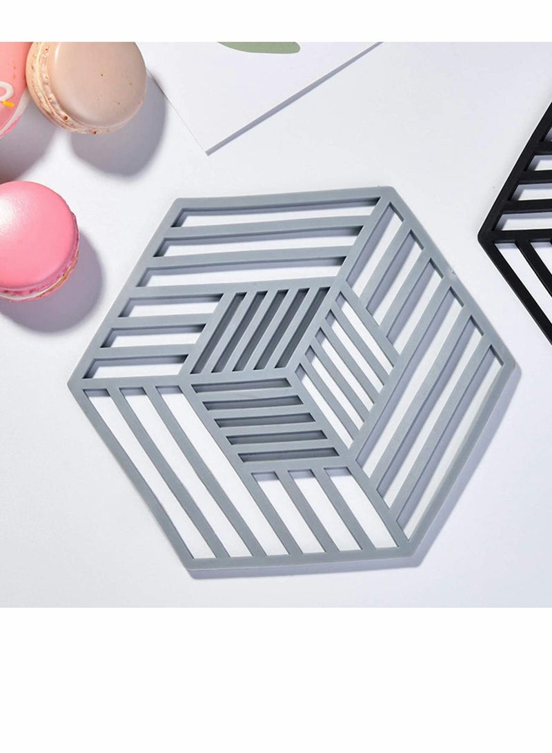 KASTWAVE Silicone Pot Holders Pads, Silicone Table Mats, Non-Slip Pot Holder Coasters Cup Mat, for Kitchen Cooking and Dining Table, Pad Hot Pads, Spoon Rest 6PCS (Gray) - Image 4