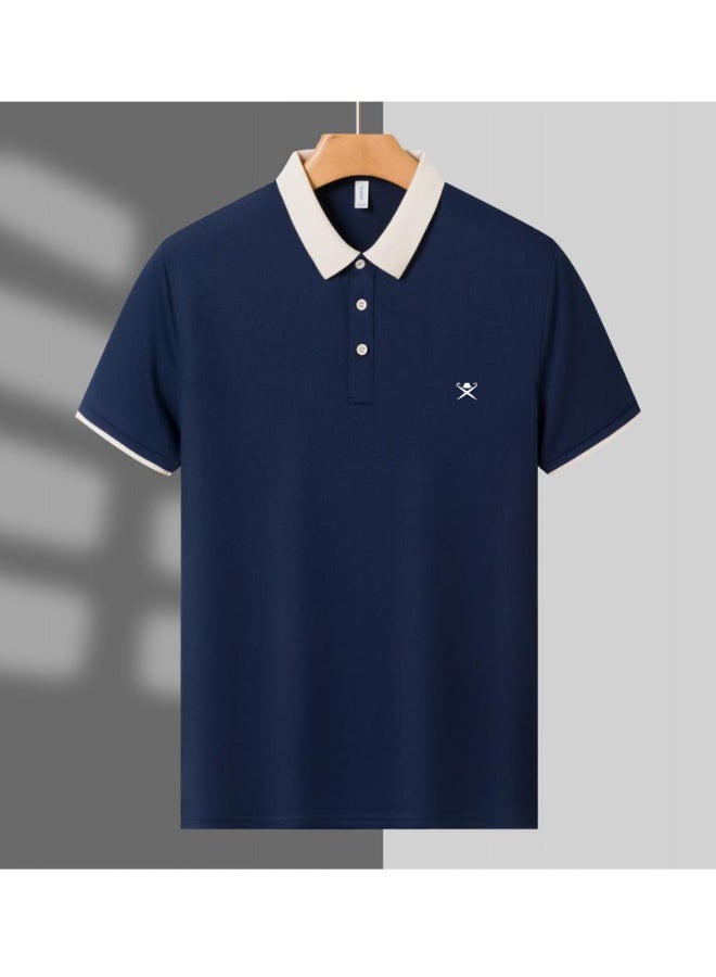 Hackett London Polo shirt with LOGO printing logo and contrast collar breathable leisure sports short sleeve shirt with slim POLO for men and women. - Image 5