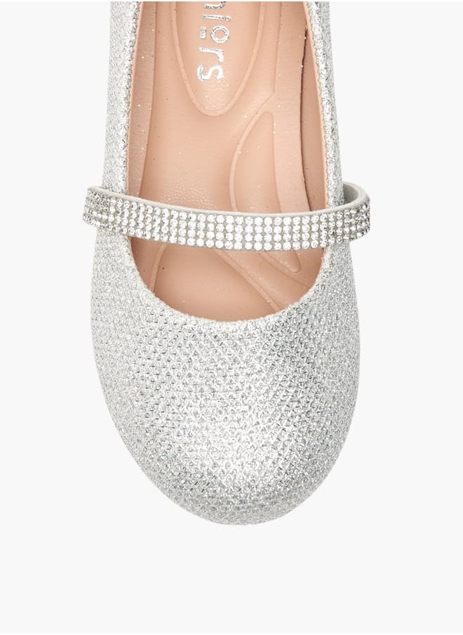 JUNIORS Girls Glitter Detail Ballerina Shoes With Elasticated Strap  - Image 4
