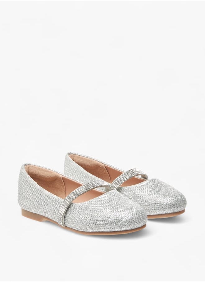 JUNIORS Girls Glitter Detail Ballerina Shoes With Elasticated Strap  - Image 2
