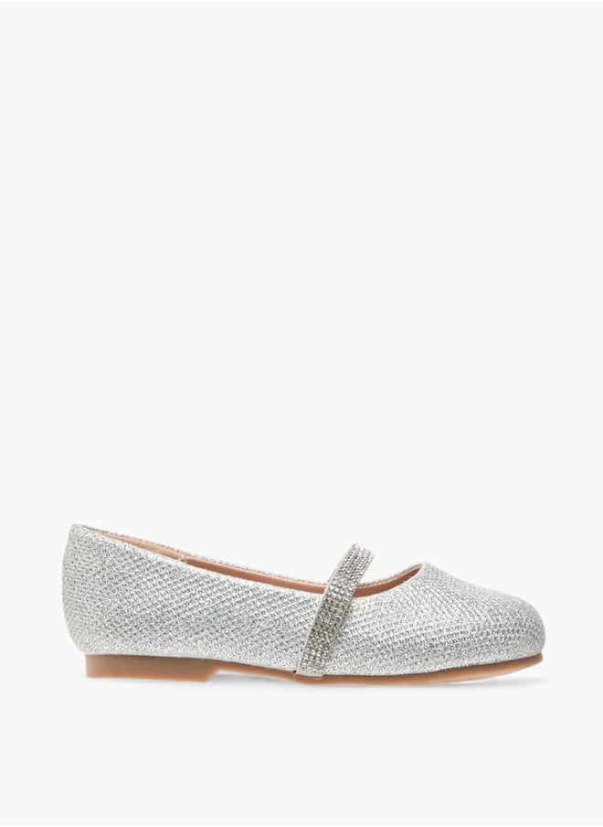 JUNIORS Girls Glitter Detail Ballerina Shoes With Elasticated Strap  - Image 3