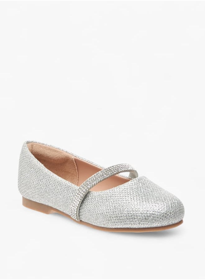 JUNIORS Girls Glitter Detail Ballerina Shoes With Elasticated Strap  - Image 1