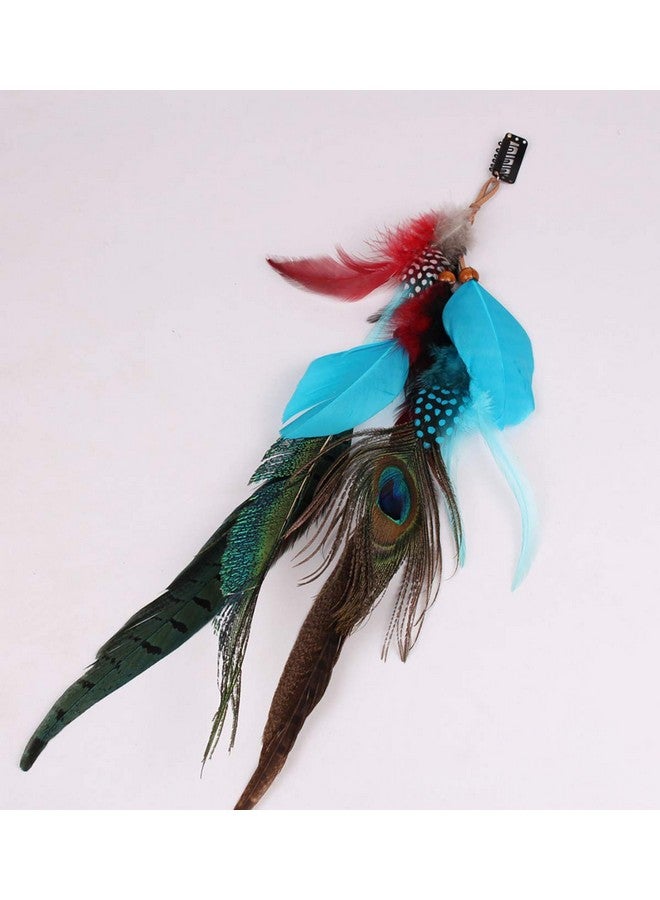 Fodattm Handmade Peacock Feather Hippie Hair Extension Headband Bohemia Feather Hair Clips Comb With Bead Women Hairpin Headdress Diy Accessories - Image 3