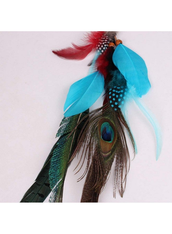 Fodattm Handmade Peacock Feather Hippie Hair Extension Headband Bohemia Feather Hair Clips Comb With Bead Women Hairpin Headdress Diy Accessories - Image 5