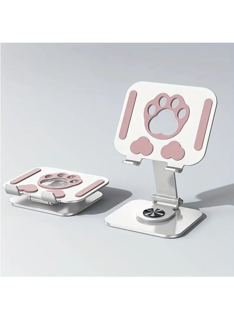 Hihonor Vertical Portable Tablet Stand - Swivel iPad Stand with 360 Rotating Base, Aluminum Foldable Desktop Stand Holder Compatible for iPad | Office & Dorm Essential (White)  - Image 1