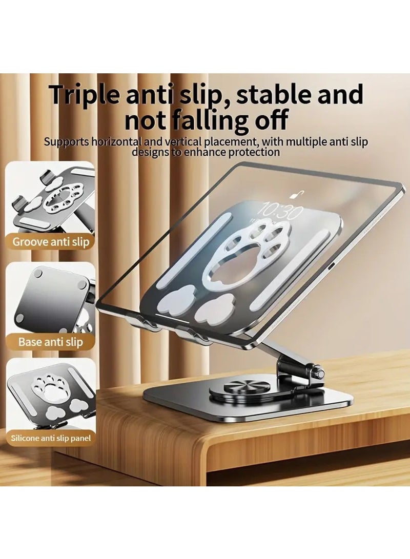 Hihonor Vertical Portable Tablet Stand - Swivel iPad Stand with 360 Rotating Base, Aluminum Foldable Desktop Stand Holder Compatible for iPad | Office & Dorm Essential (White)  - Image 5