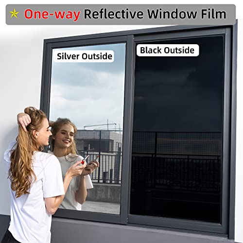 FuFin One-Way Window Privacy Film with Free Installation Tools,Premium PET Material,Heat Control 99% UV Blocking and Privacy Protection Window Film.Window Tint for Home Office (Silver 17.5"×78.7") - Image 3