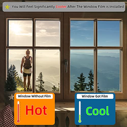 FuFin One-Way Window Privacy Film with Free Installation Tools,Premium PET Material,Heat Control 99% UV Blocking and Privacy Protection Window Film.Window Tint for Home Office (Silver 17.5"×78.7") - Image 4
