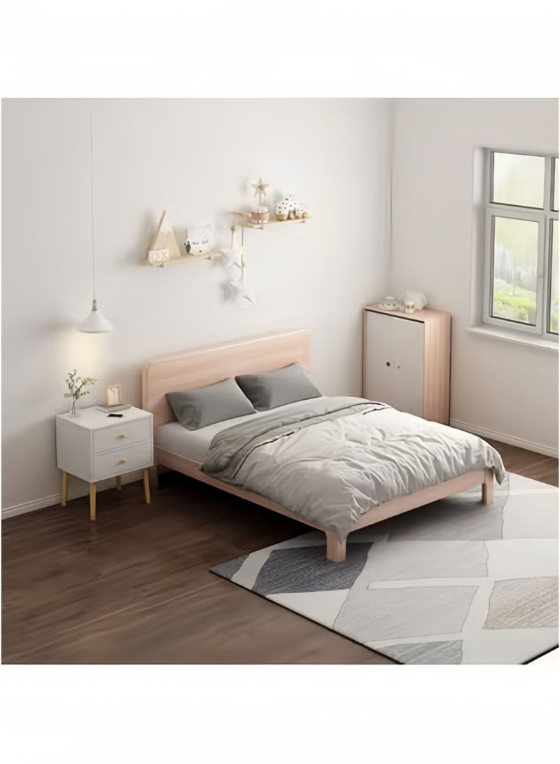 GGEROU Bedside Table, Modern Table Side Bedside Table With Solid Wood Legs, Bedside Storage Cabinet With Drawers, Suitable For Bedroom, Living Room White(Two layers) - Image 4