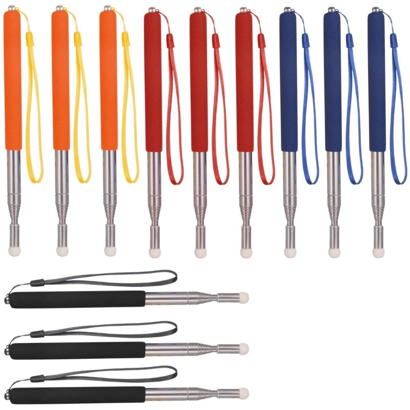 12 Pcs Telescopic Teacher Pointer 39.4 Inch Extendable Classroom Stick with Lanyard Soft Felt Tip Anti Slip Grip for Presentations Whiteboard - Image 2