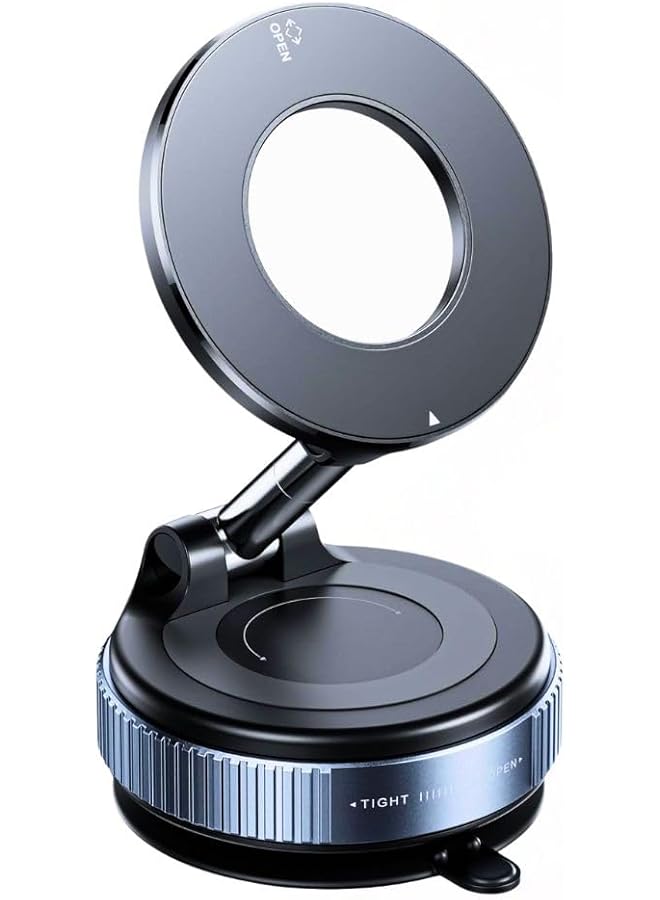 Green Tiger K007 Vacuum Suction Magnetic Phone Holder for Car – Universal Dashboard & Windshield Mount, 360° Rotation, Strong Magnet Suction Cup Phone Stand (Black)
