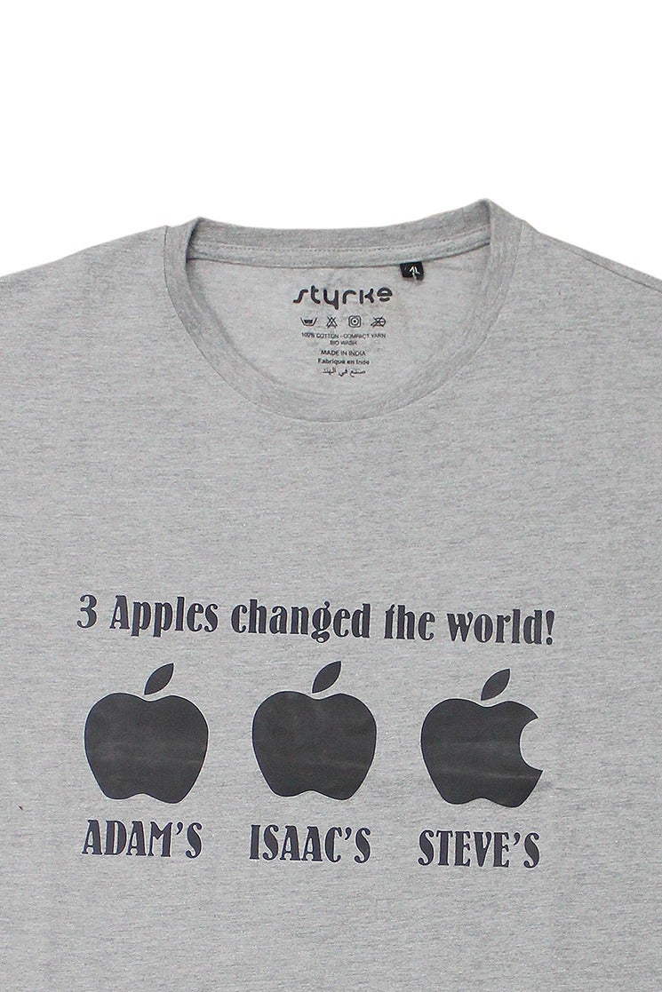 Styrke G. Melange Round Neck T-Shirt – Unisex 3 Apple Design in Bright Colors | Soft & Comfortable Cotton | Perfect for Casual Outings & Relaxed Days - Image 4
