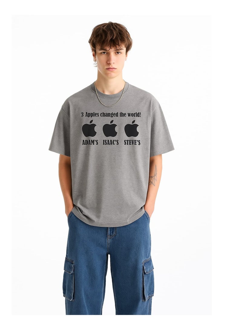 Styrke G. Melange Round Neck T-Shirt – Unisex 3 Apple Design in Bright Colors | Soft & Comfortable Cotton | Perfect for Casual Outings & Relaxed Days - Image 5